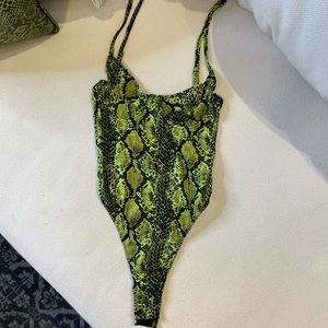 Snake skin lime green bodysuit